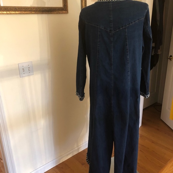 Denim HiLow jacket with pearls and stones - Picture 3 of 4